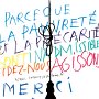 Parce que la pauvreté et la précarité sont inadmissibles…<br />Pierre Bernard, 2013.<br />Cette affiche, créée pour les campagnes Pauvreté-précarité, incarne, avec force et délicatesse, la fragilité et la souffrance des personnes en détresse. Le texte manuscrit est en même temps frêle et puissant. Il alerte sur la nécessité d’agir et ses couleurs sont porteuses d’espoir. L’affiche a été actualisée en 2013 mais sa création date de 2005.